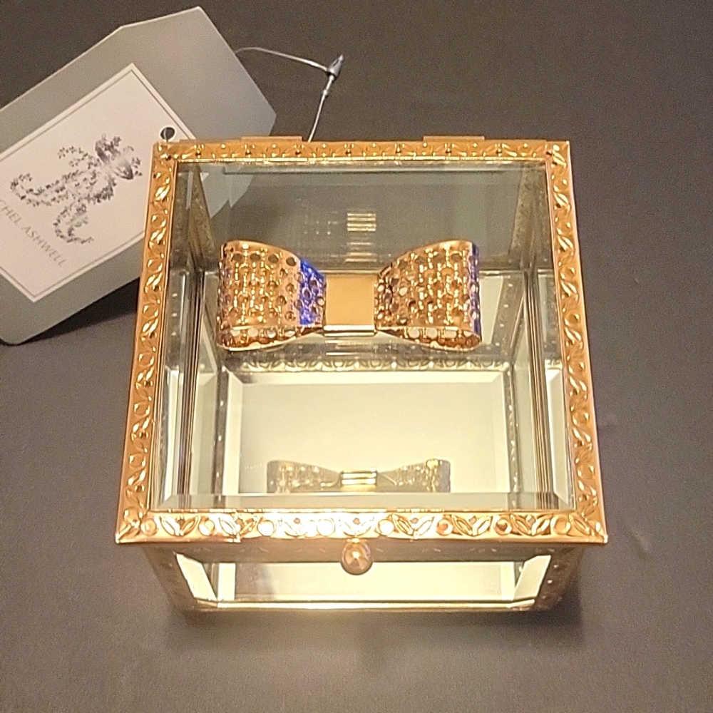 Rachel Ashwell Gold Jewelry/Trinket Bow Box